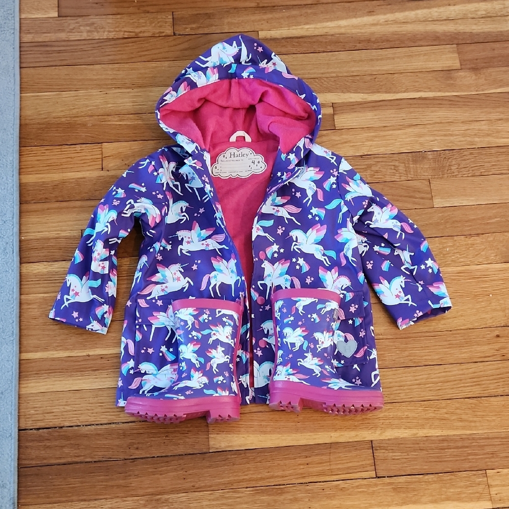 Hatley Kids' Purple Unicorn Raincoat & Boots